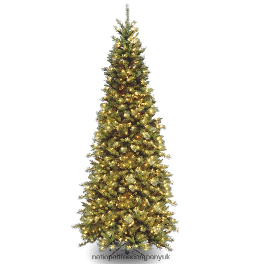 Trees | National Tree Company Pre-Lit Artificial Slim Christmas Tree Green Tiffany Fir White Lights Includes Stand 9 Feet F2L4F141